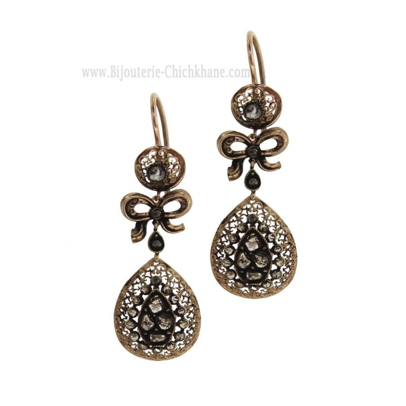 Boucles D'oreilles Diamants Rose ''Chichkhane'' 61152 Boucles D'oreilles Diamants Rose ''Chichkhane'' 61152