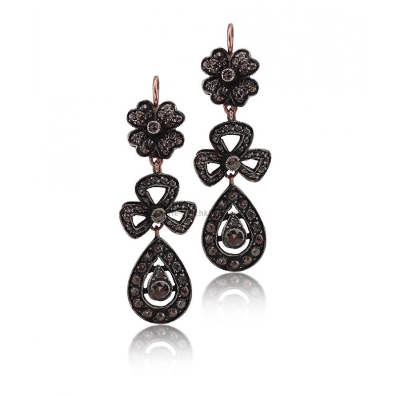 Boucles D'oreilles Diamants Rose ''Chichkhane'' 53215 Boucles D'oreilles Diamants Rose ''Chichkhane'' 53215