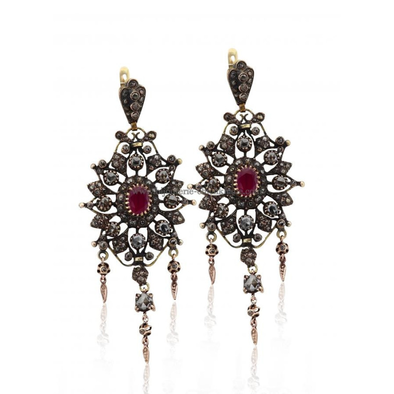 Boucles D'oreilles Diamants Rose ''Chichkhane'' 48759 Boucles D'oreilles Diamants Rose ''Chichkhane'' 48759